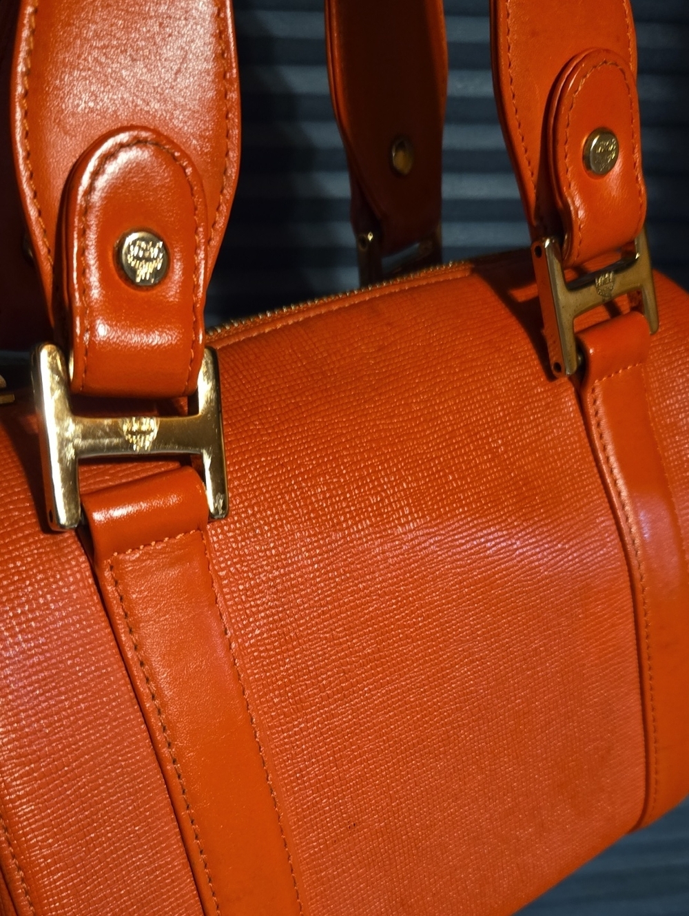 MCM Bright Orange Small Boston Satchel Bag - Picture 9 of 14